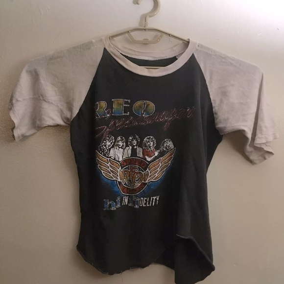 Vtg Early 1980s REO Speedwagon "hi infidelity" Black/White T-Shirt No Size Tag - Picture 1 of 8
